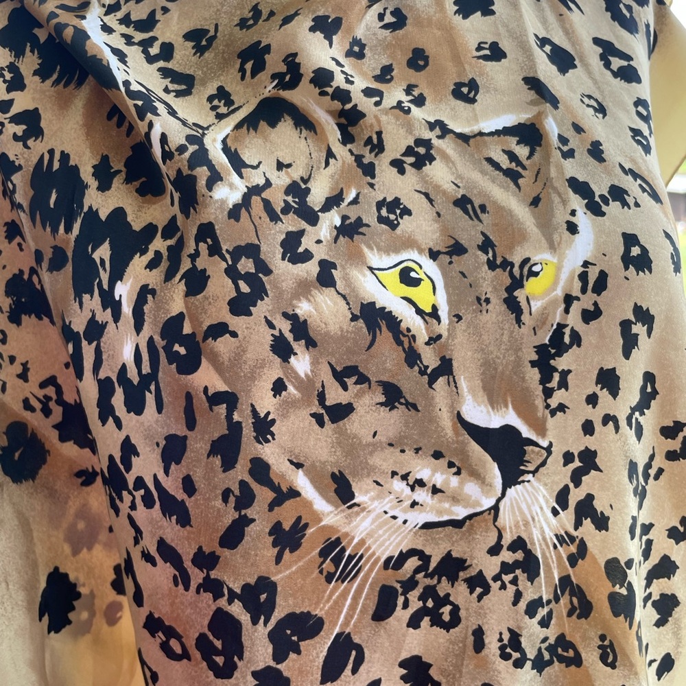 Vintage Scarf Leopard Print Korea 60” Square - Picture 3 of 4